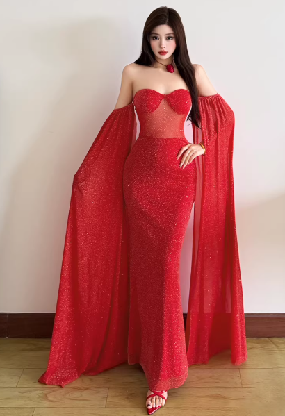 Chic Red Dress S455