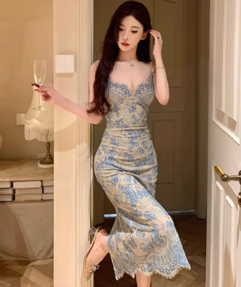 Blaues Damenkleid S101