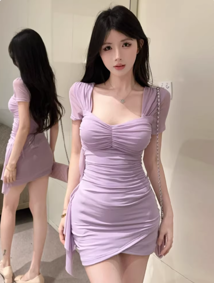 Purple Short Women's Dress S138