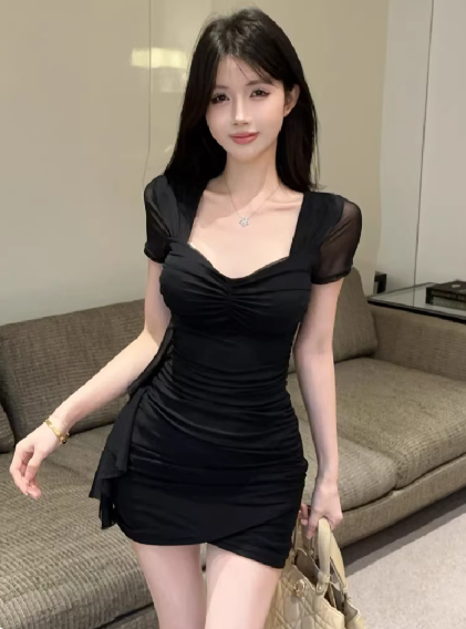 Black Short Women's Dress S137