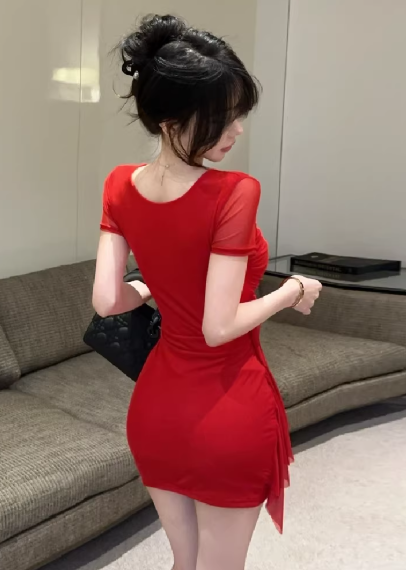 Red Short Women's Dress S135