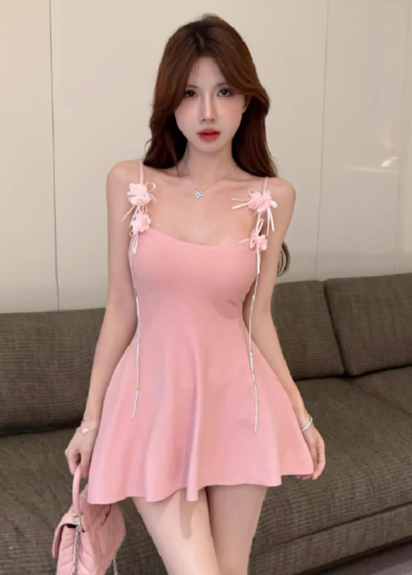 Pink Short Women's Dress S134