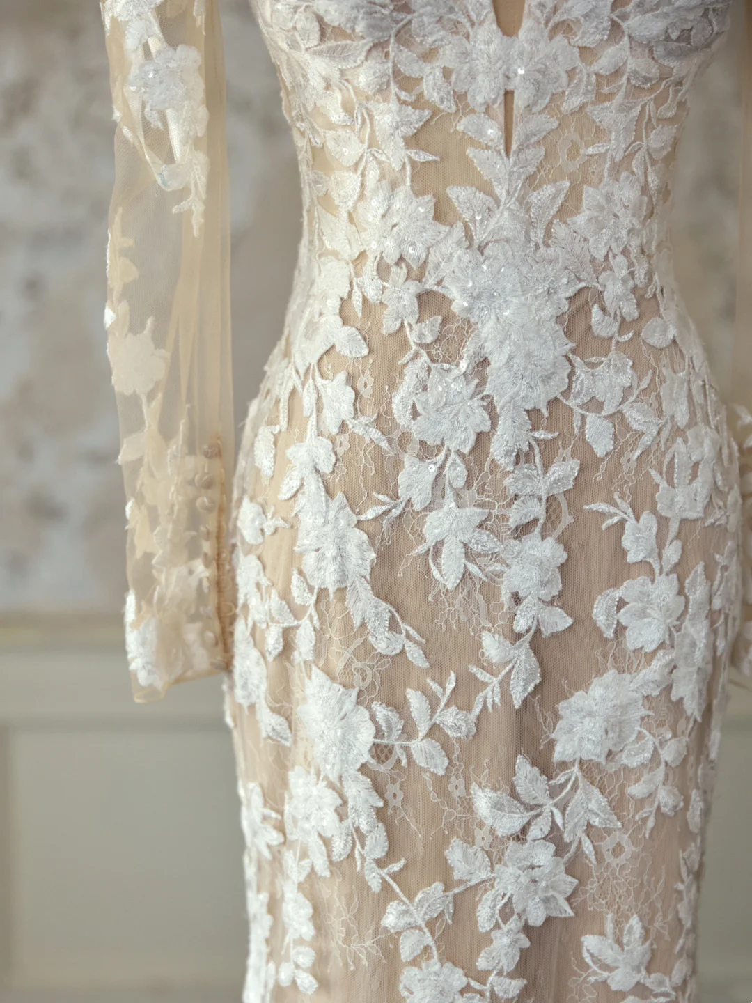 Bescheidenes Brautkleid Meerjungfrau aus der Schulter weiß mit langen Ärmeln Tüll Spitze Brautkleider elegante Brautkleider DH1132