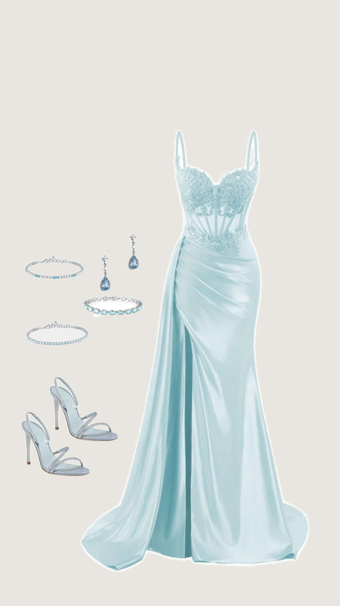 Sexy Meerjungfrau Spaghettiträger Hellhimmelblau Lange Ballkleider Partykleid Geburtstags-Outfits Abschlusskleider DH1274