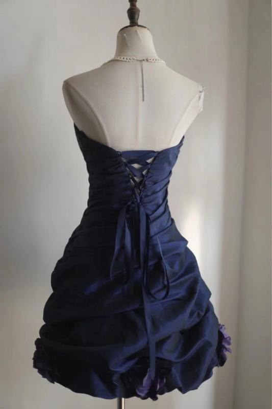 Retro Ball Gown Sweetheart Royal Blue Taffeta Mini Short Formal 8th Grade Homecoming Dresses Summer Middle School Hoco Dress 16th Birthday Outfits DH1313