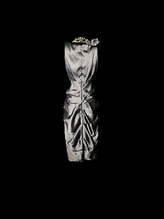 Unique Sheath V Neck Sleeveless Gray Knee Length Formal 7th Grade Homecoming Dresses Middle School Prom Dress Hoco Outfits DH1326