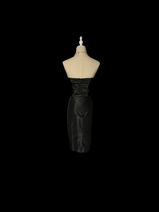 Vintage Sheath Sweetheart Black Satin Mini Short Formal 7th Grade Homecoming Dresses Middle School Short Prom Dress Hoco Outfits DH1330