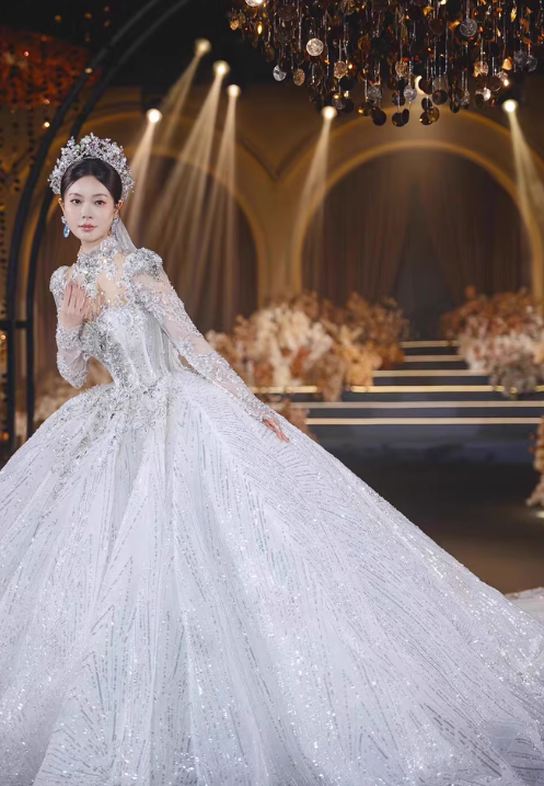 Luxus Ballkleid Schatz Pailletten Mit Spitze Weiß Brautkleid Bescheidene Brautkleider Prinzessin Brautkleider DH1494