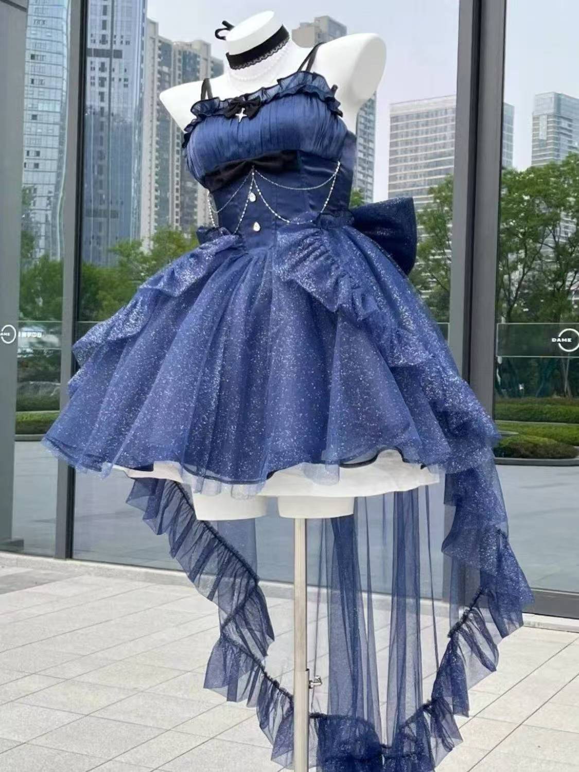 Sweet Ball Gown Spaghetti Straps Tulle Navy Blue Gotica Formal 8th Grade Homecoming Dresses Middle School Lolita Dress Hoco Outfits Lolita Outfit DH1632