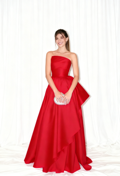 Edles A-Linie trägerloses rotes langes formelles Ballkleid Sommerkleid für Hochzeitsgäste Kleider für Brautgäste Hochzeits-Outfits für Gäste DH164
