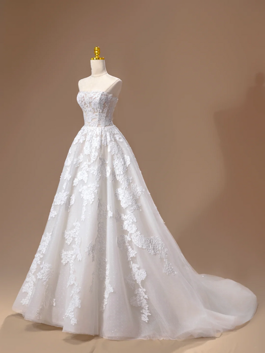 Princess Bridal Dress Ball Gown Sweetheart Lace White Wedding Dress With Appliques Wedding Dresses Modest Wedding Gowns DH1762