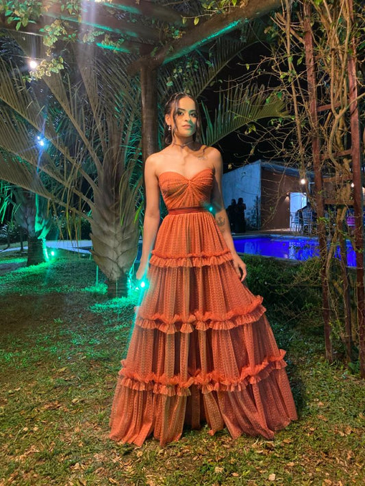 Ausgefallene A-Linie Liebsten Lange Tüll Plissee Abendkleid Partykleider Abend Besondere Abendkleider Ballkleid DH213