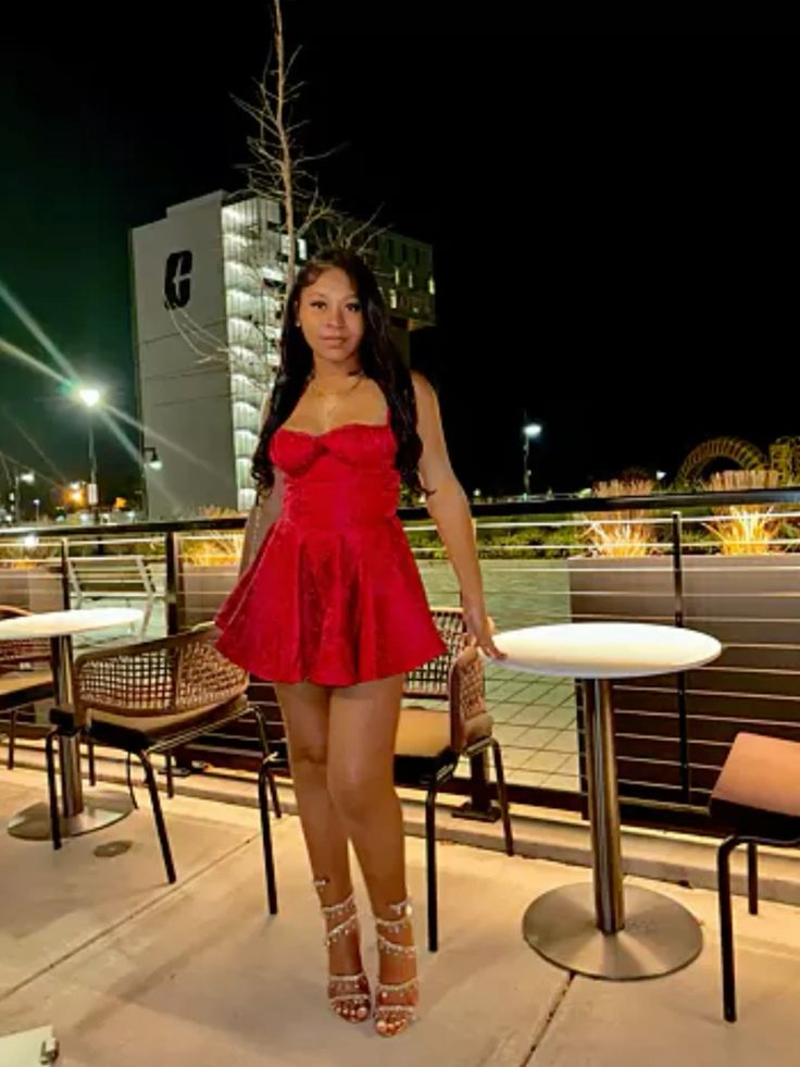 Modest A line Straps Red Satin Formal Short Homecoming Dress Middle School Short 21st Birthday Outfits Graduation Dress Cocktail Dresses DH2157