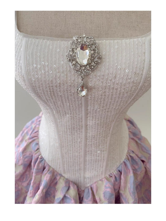Pretty Ball Gown Square Neck Lilac Floral Printed Pattern Satin Formal Homecoming Dress Middle School Short 21st Birthday Outfits Graduation Dress Mini Cocktail Dresses DH2185