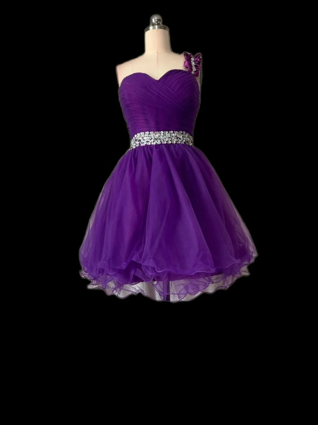 Robe de bal rétro asymétrique en tulle raisin, tenue de soirée formelle pour 18e anniversaire, robe de remise de diplôme, mini robe courte Hoco DH2566