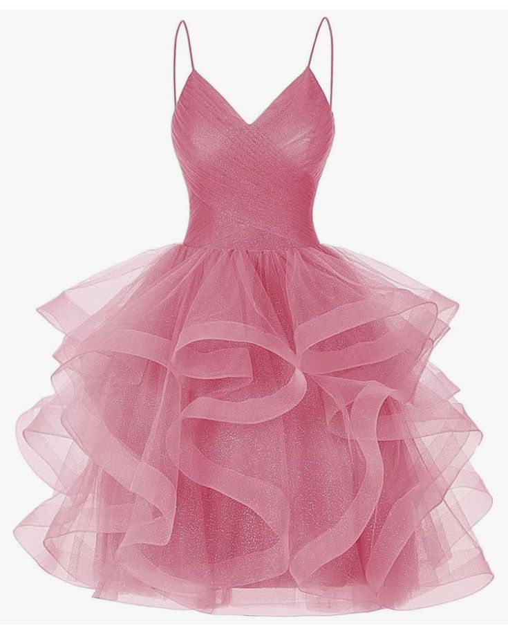 Modest Ball Gown Spaghetti Straps Pink Tulle Formal Homecoming Dresses 8th Grad Dance Graduation Dress Short Hoco Dresses DH2580