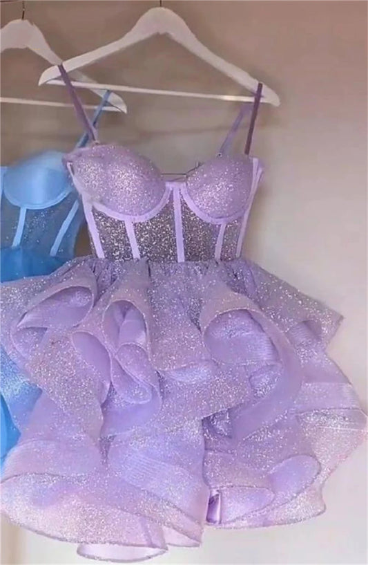 Princess Ball Gown Spaghetti Straps Tulle Formal Homecoming Dresses 8th Grad Dance Graduation Dress Short Hoco Dresses DH2613