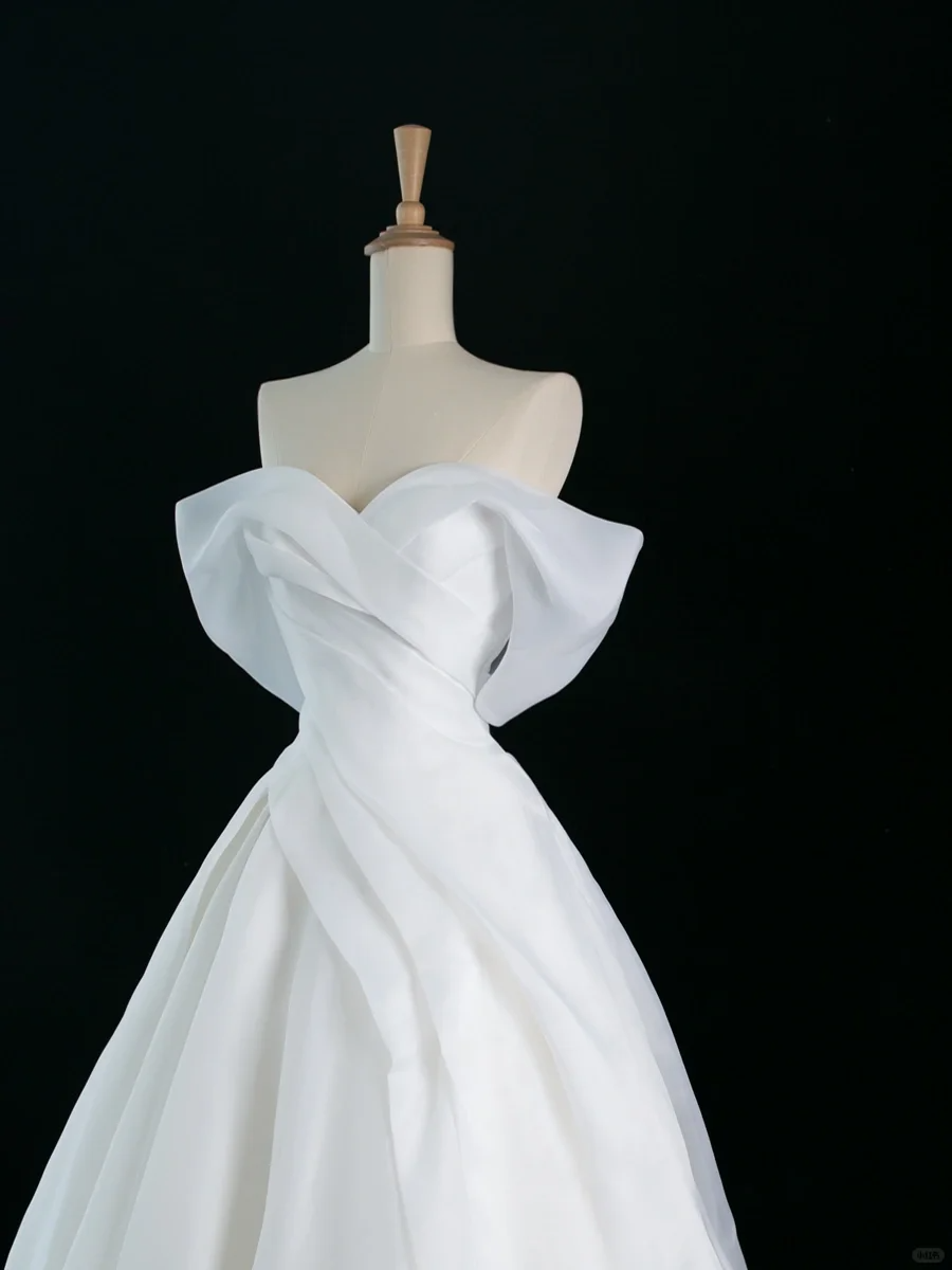 Hübsches Brautkleid Ballkleid aus der Schulter kurze Ärmel weiße lange Brautkleider Brautkleider Brautkleid DH346