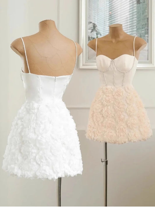 Trendy A Line Spaghetti Straps Mini Short Formal 8th Grade Homecoming Dresses Summer Middle School Hoco Dress Homecoming Outfits DH434