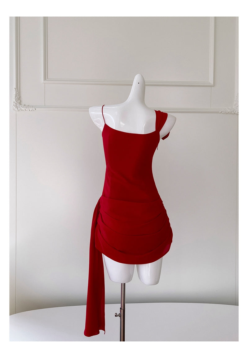 Fancy Short Hoco Dresses Sheath Spaghetti Straps Red Formal 8th Grade Homecoming Dresses Summer Middle School Homecoming Outfits DH83