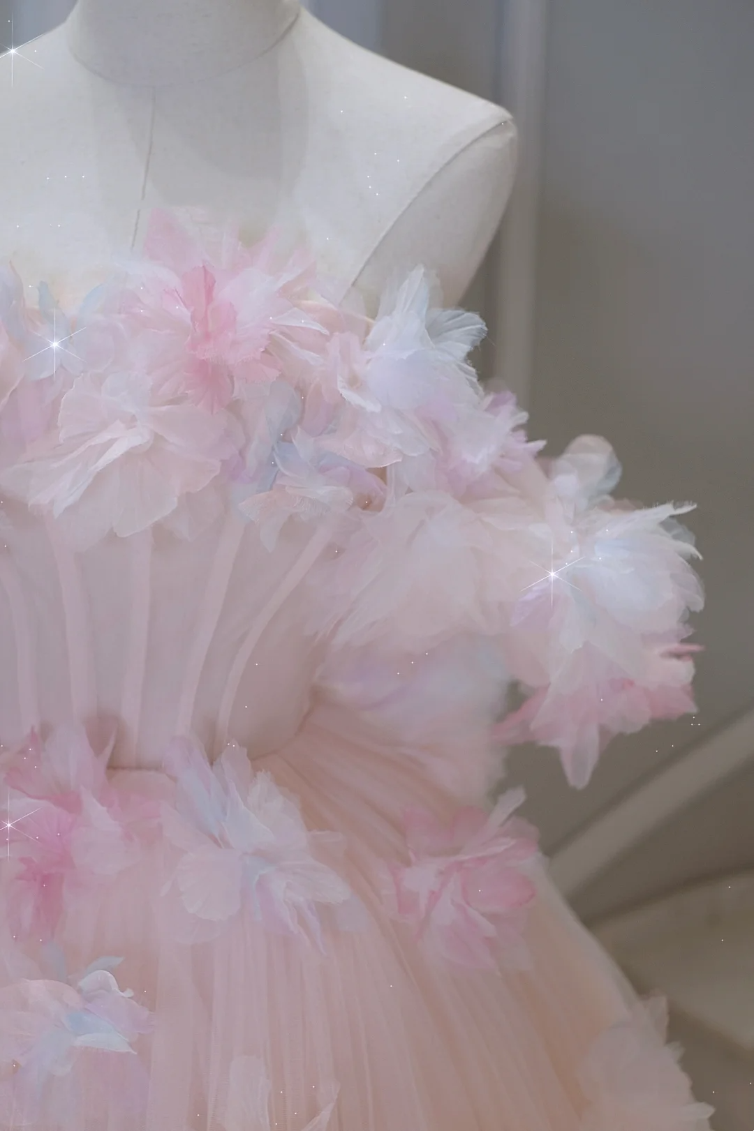 Hübsches Ballkleid aus der Schulter rosa Tüll lange Quinceanera Kleid formale Kleider Vestido de 15 Anos Sweet 16 Kleid DH884