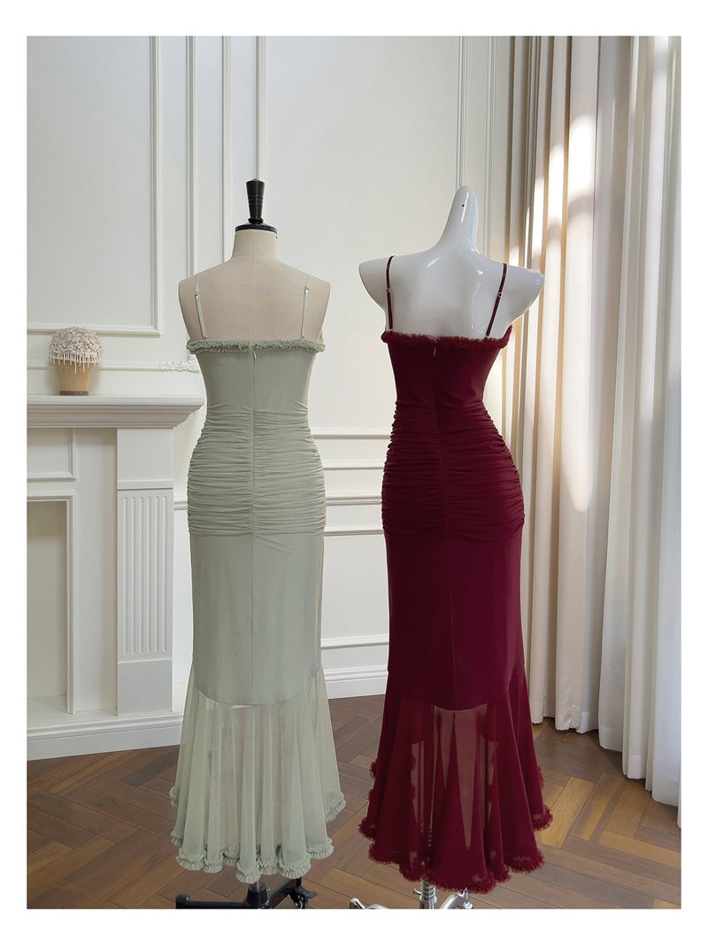 Elegante High Low Spaghettiträger Ärmellose Lange Abendkleider Partykleider Abendkleider Ballkleid DH90