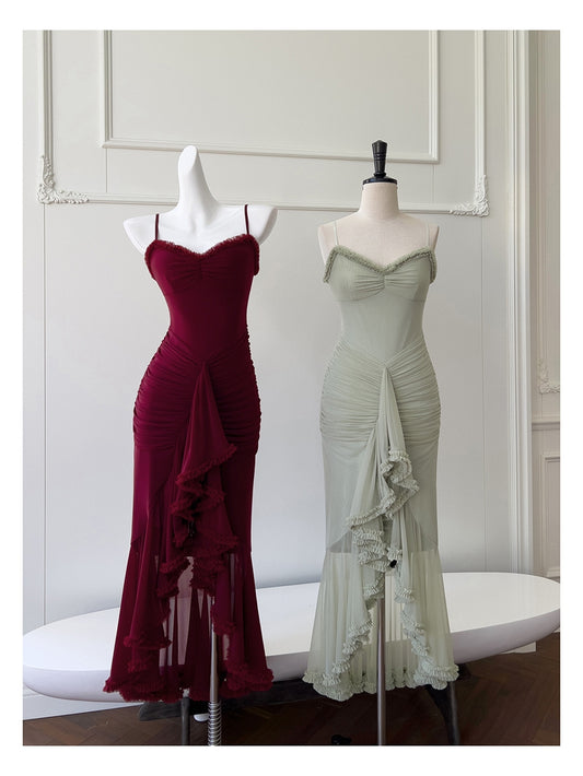 Elegant High Low Spaghetti Straps Sleeveless Long Evening Party Gowns Evening Formal Dresses Prom Dress DH90