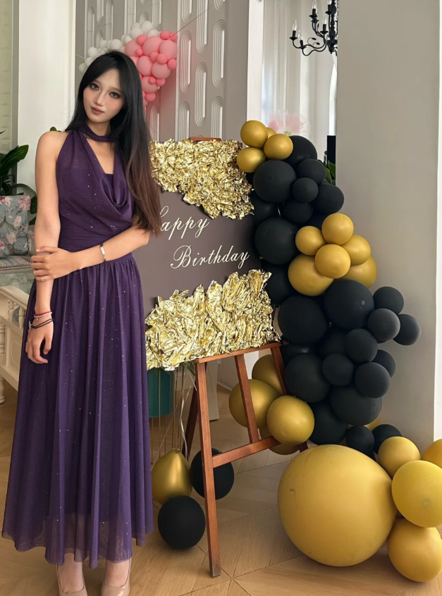 Chic Sheath Long Prom Dresses Chiffon Dark Purple Evening Gowns Sleeveless Birthday Dresses DP04144