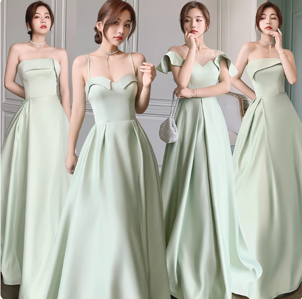 Chic A-Line Green Bridesmaid Dresses Green Sleeveless Evening Dresses DP04238