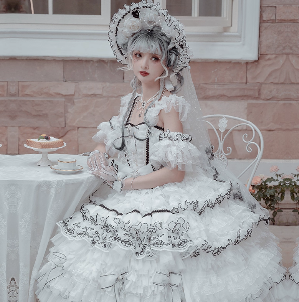 Cute Straps Ball Gown Short Prom Dresses Tulle White Birthday Dresses Lace Sweet Lolita Dresses DP04378