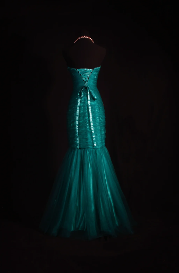 Chic Mermaid Evening Dresses Sweetheart Green Long Prom Dresses Beaded Tulle Sleeveless Brithday Dresses DP04571
