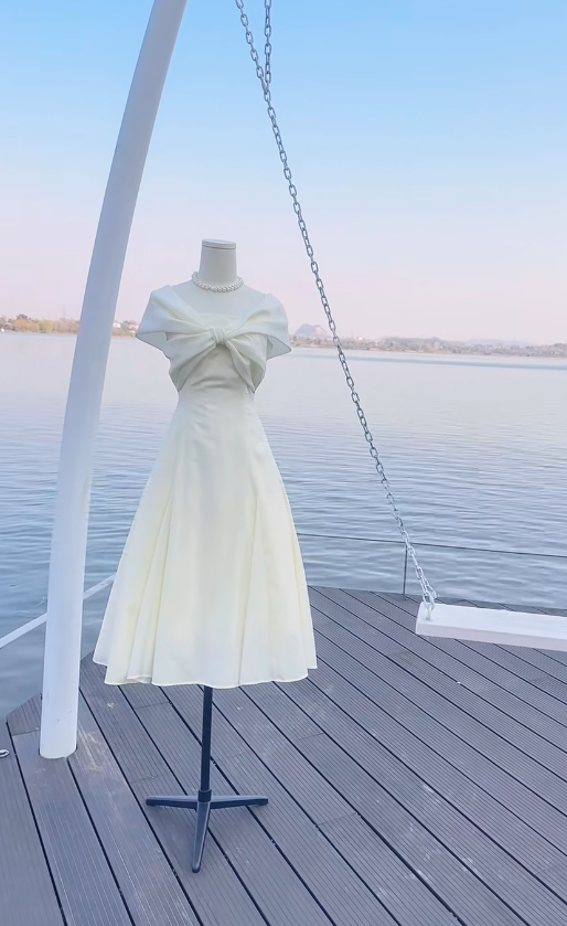 Cute A-line White Short Prom Dress Chiffon Cup Sleeves Party Dress Birthday Dress DP04813