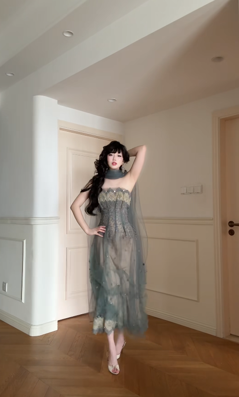 Robe de bal courte à bretelles spaghetti, gris argenté, robe de soirée courte, robe de bal Hoco DH2684