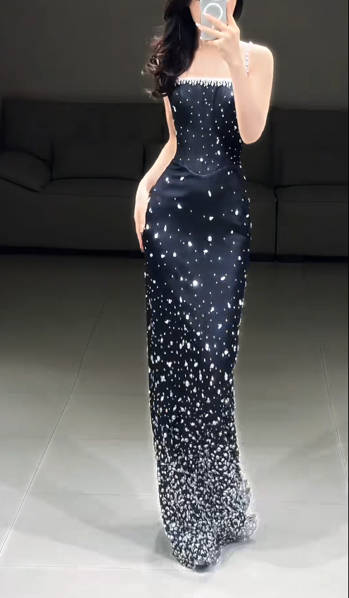 Robe de bal courte à bretelles spaghetti, gris argenté, robe de soirée courte, robe de bal Hoco DH2684