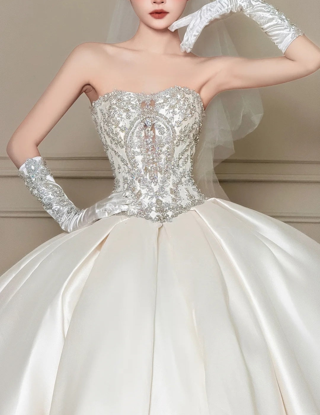Gorgeous A-Line White Long Wedding Dress Satin Bridal Dress Sleeveless Bridal Gown DP04869