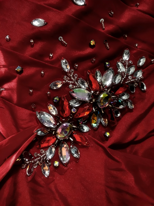 Chic Red Long Prom Dress Satin Spaghetti Straps Birthday Dress A-Line Sleeveless Evening Dress DP04898