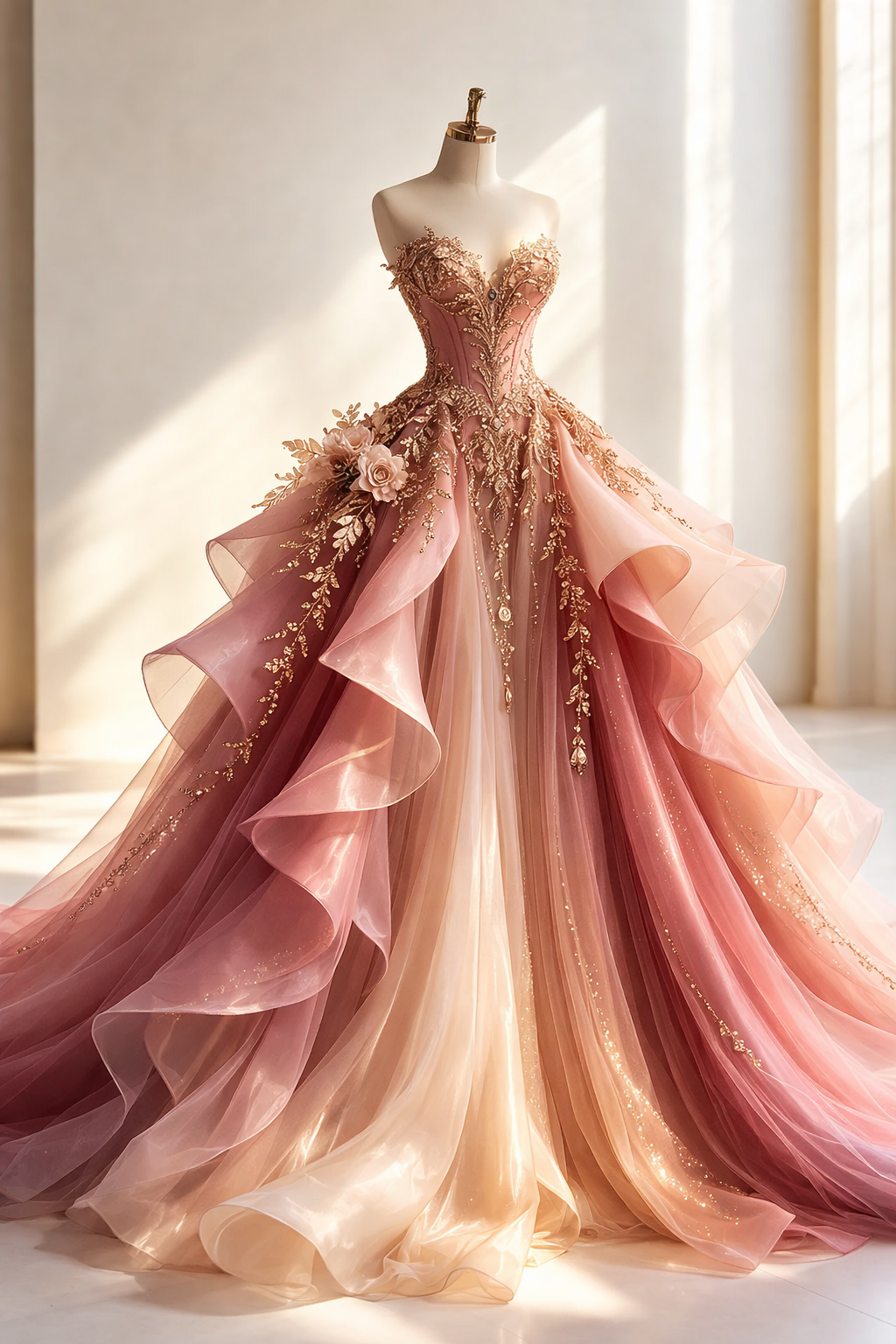 Robe de bal rose chic en tulle perlé, coupe trapèze, décolleté cœur, sans manches, robe d'anniversaire DP05210