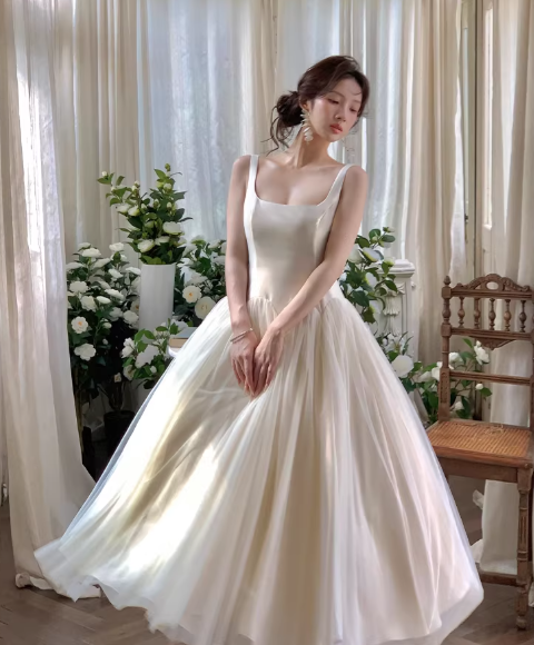 Fairy Apricot Prom Dress Chiffon Spaghetti Straps A-Line Birthday Dress DP05262