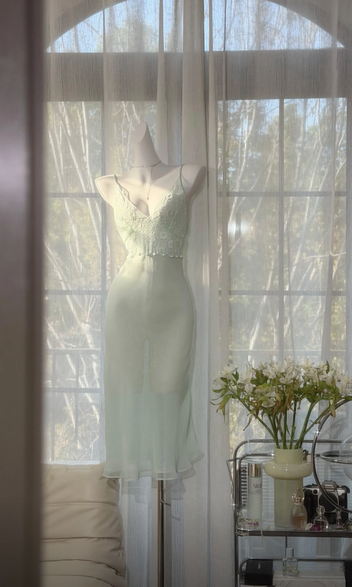 Chic Mint Green Short Evening Dress Spaghetti Straps Sheath Chiffon Party Dress Sleeveless Birthday Dress DP05360