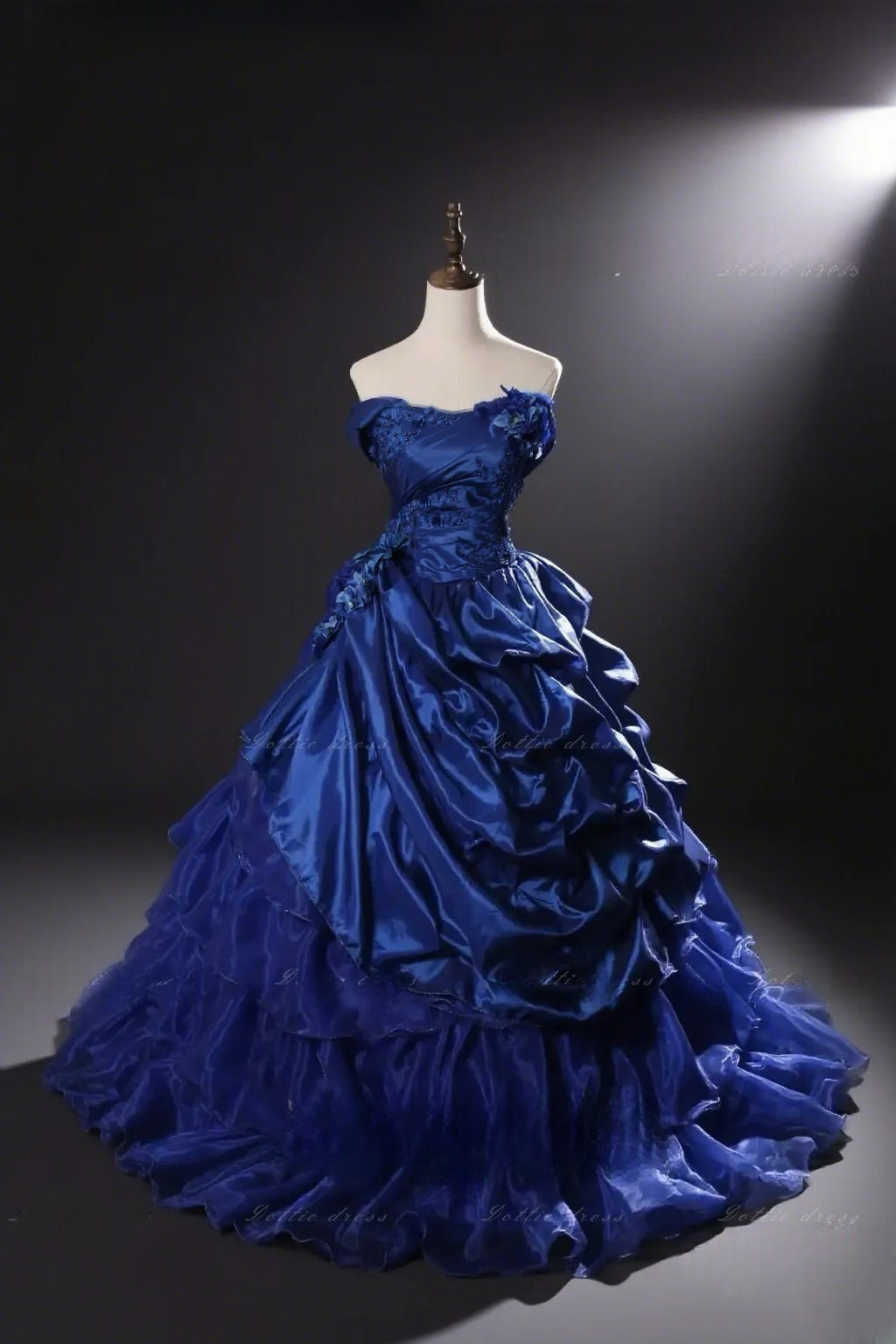 Gorgeous Navy Blue Quinceanera Dress Off-shoulder Ball Gown Satin Sweet 16 Dress Sleeveless Birthday Dress DP05406