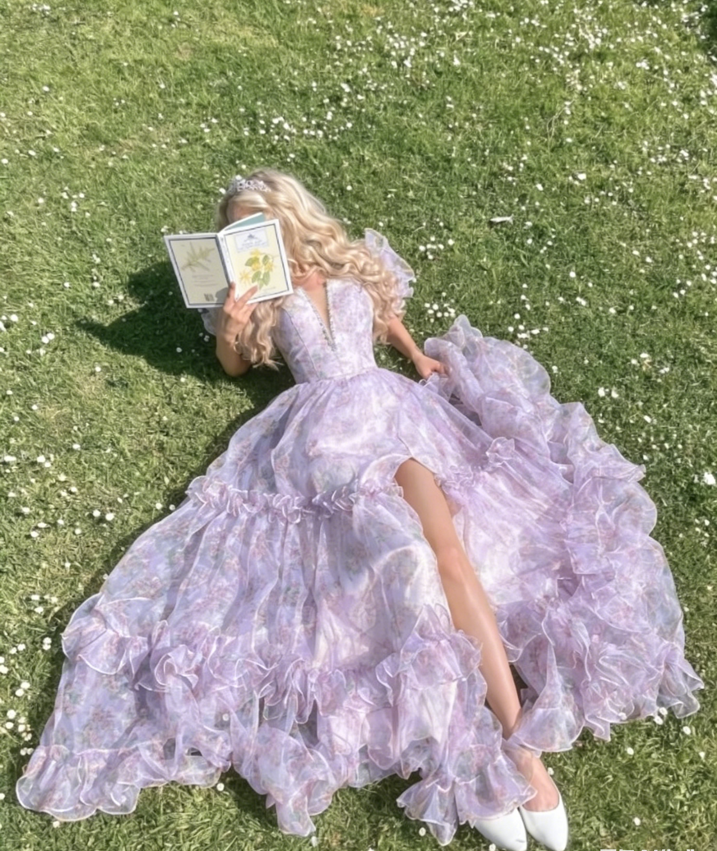 Fairy Pink Prom Dress V-neck A-Line Long Birthday Dress Floral Chiffon Evening Dress DP05430