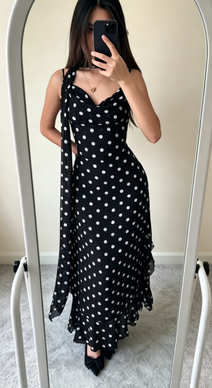 Elegant Spaghetti Straps Sheath Chiffon Long Evening Dress Black Wedding Guest Dress DP05463