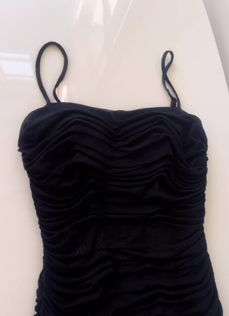 Elegant Spaghetti Straps Sheath Birthday Dress Tulle Graduation Party Dress Black Short Prom Dress DP05509