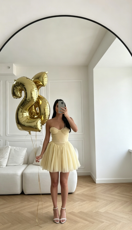 Sexy Yellow Birthday Dress Sweetheart Party Dress A-Line Tulle Cocktail Dress DP05683