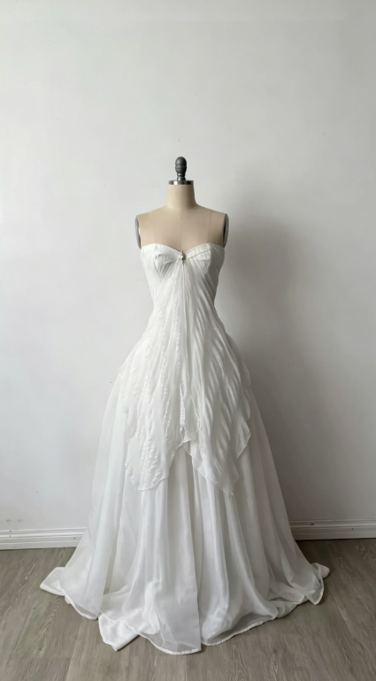 Simple Sweetheart A-Line Wedding Dress Chiffon Bridal Gown White Bridal Dress DP05684