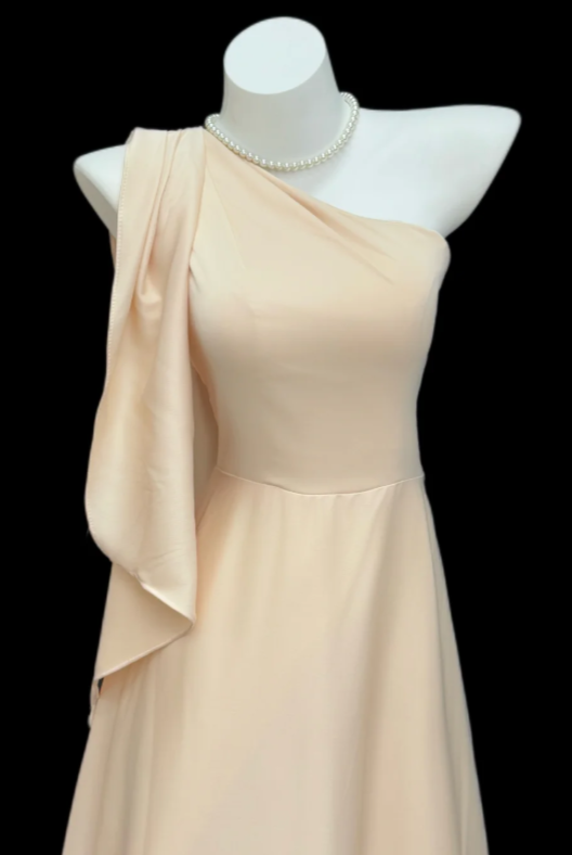 Elegant One-shoulder Sheath Chiffon Long Evening Dress Pastel Orange Prom Dress DP05919