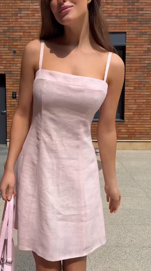 Simple Pink Hoco Dress Spaghetti Straps A-Line Birthday Dress Chiffon Graduation Party Dress DP06009