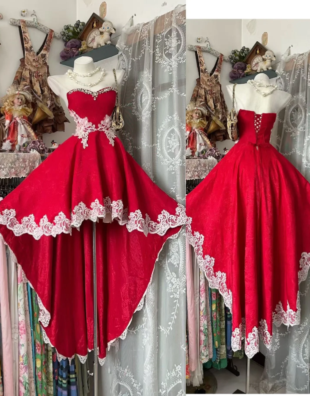 Chic Burgundy Birthday Dress Sweetheart Hoco Dress A-Line Satin Graduation Party Dress DP06065
