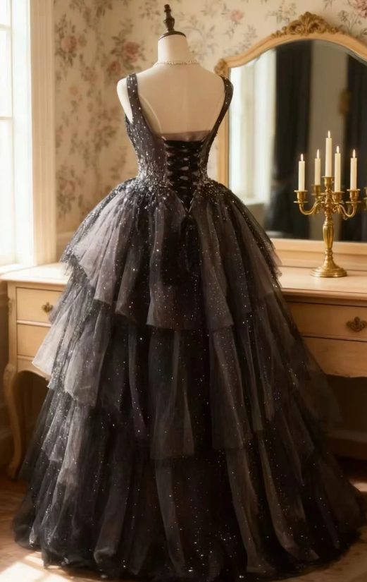 Gorgeous Straps Ball Gown Quicneanera Dress Tulle Appliques Brown Sweet 16 Dress DP06100
