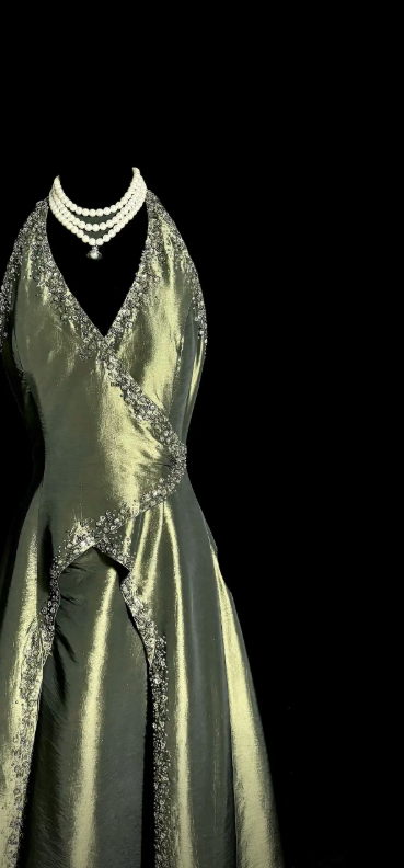 Chic Green Formal Dress V-neck Sheath Dress for Party Satin Evening Dress DP06169